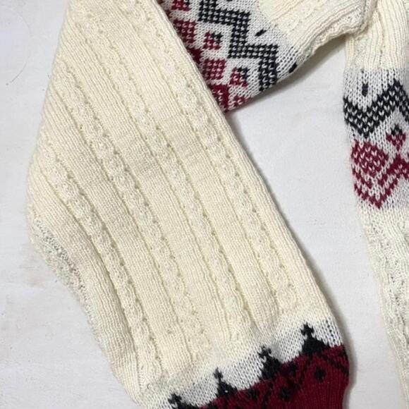 Vintage Maroon Cream Fair Isle Acrylic Knit Pullover Sweater Sz Small - Picture 11 of 14